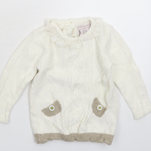 Catherine Malandrino Baby White  Knit Pullover Jumper Size 6-9 Months
