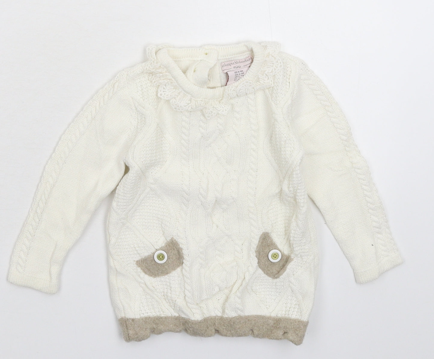 Catherine Malandrino Baby White  Knit Pullover Jumper Size 6-9 Months