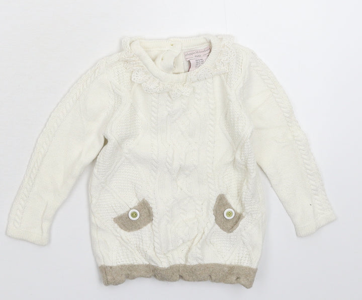 Catherine Malandrino Baby White  Knit Pullover Jumper Size 6-9 Months