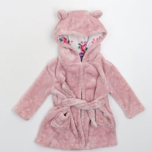 TU Girls Pink Solid Fleece Kimono Robe Size 3-6 Months