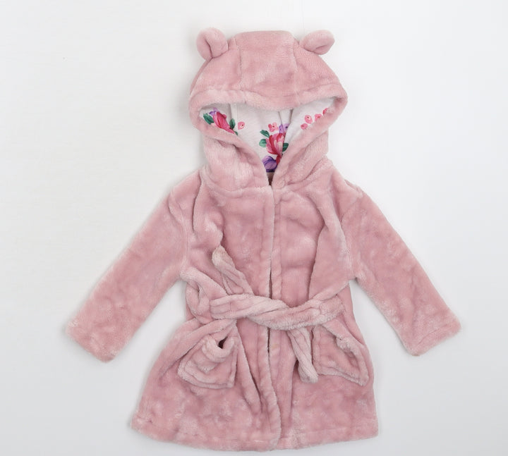 TU Girls Pink Solid Fleece Kimono Robe Size 3-6 Months