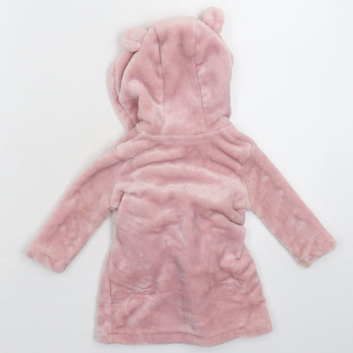 TU Girls Pink Solid Fleece Kimono Robe Size 3-6 Months