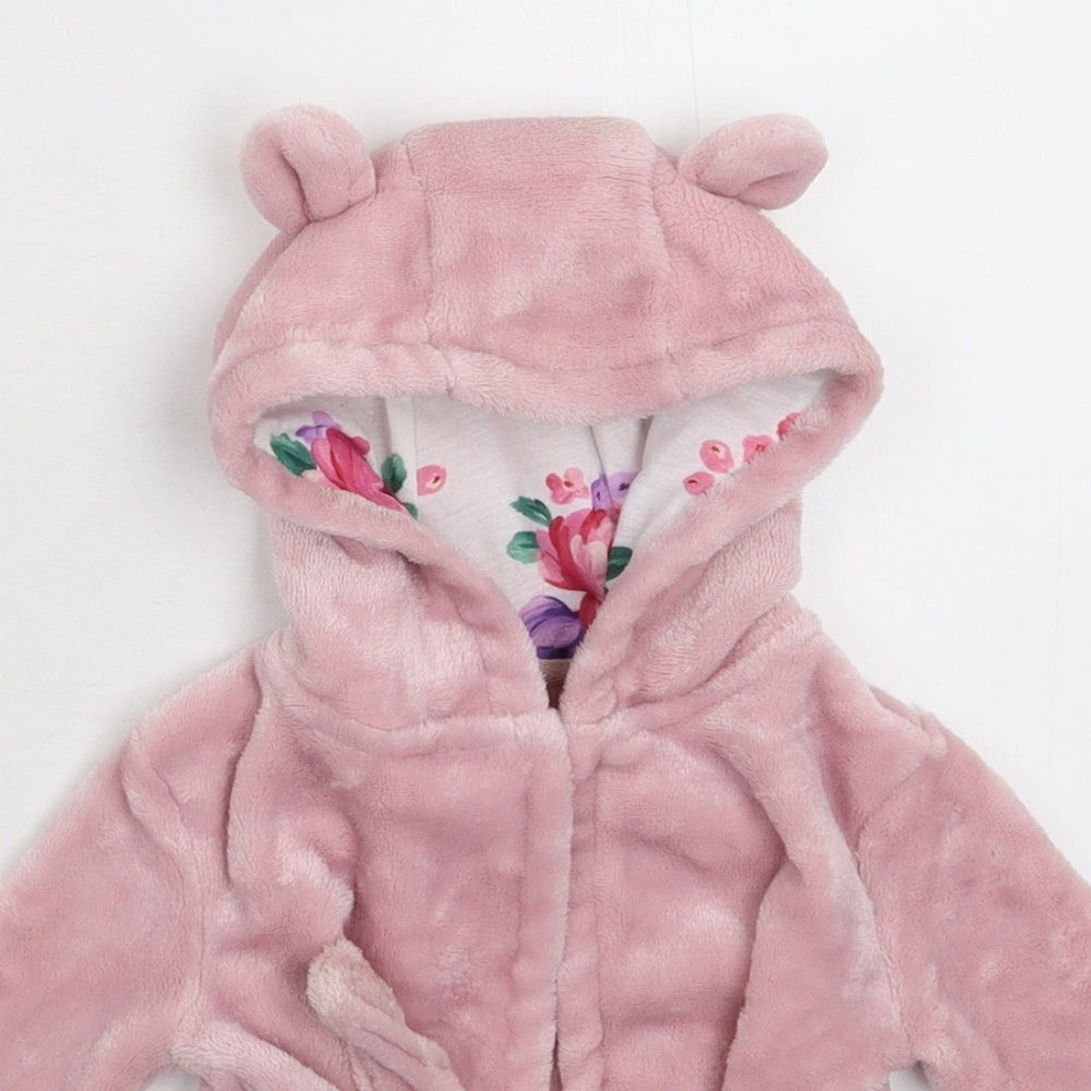 TU Girls Pink Solid Fleece Kimono Robe Size 3-6 Months