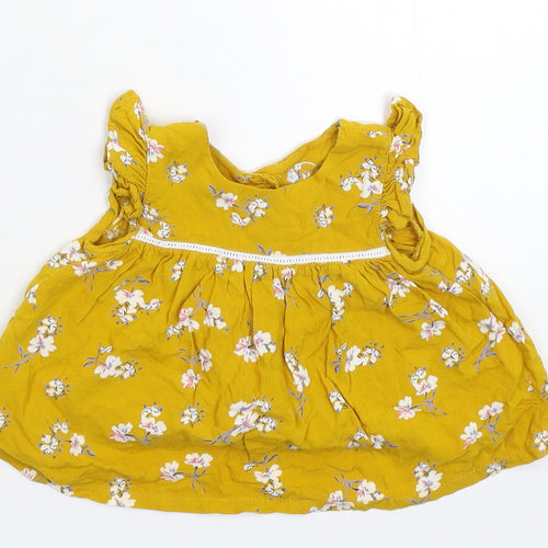 Primark Girls Yellow Floral  Basic T-Shirt Size 3-6 Months