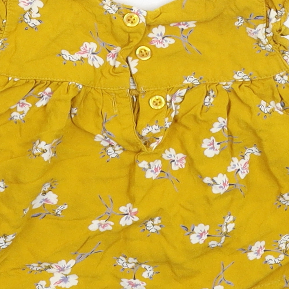 Primark Girls Yellow Floral  Basic T-Shirt Size 3-6 Months