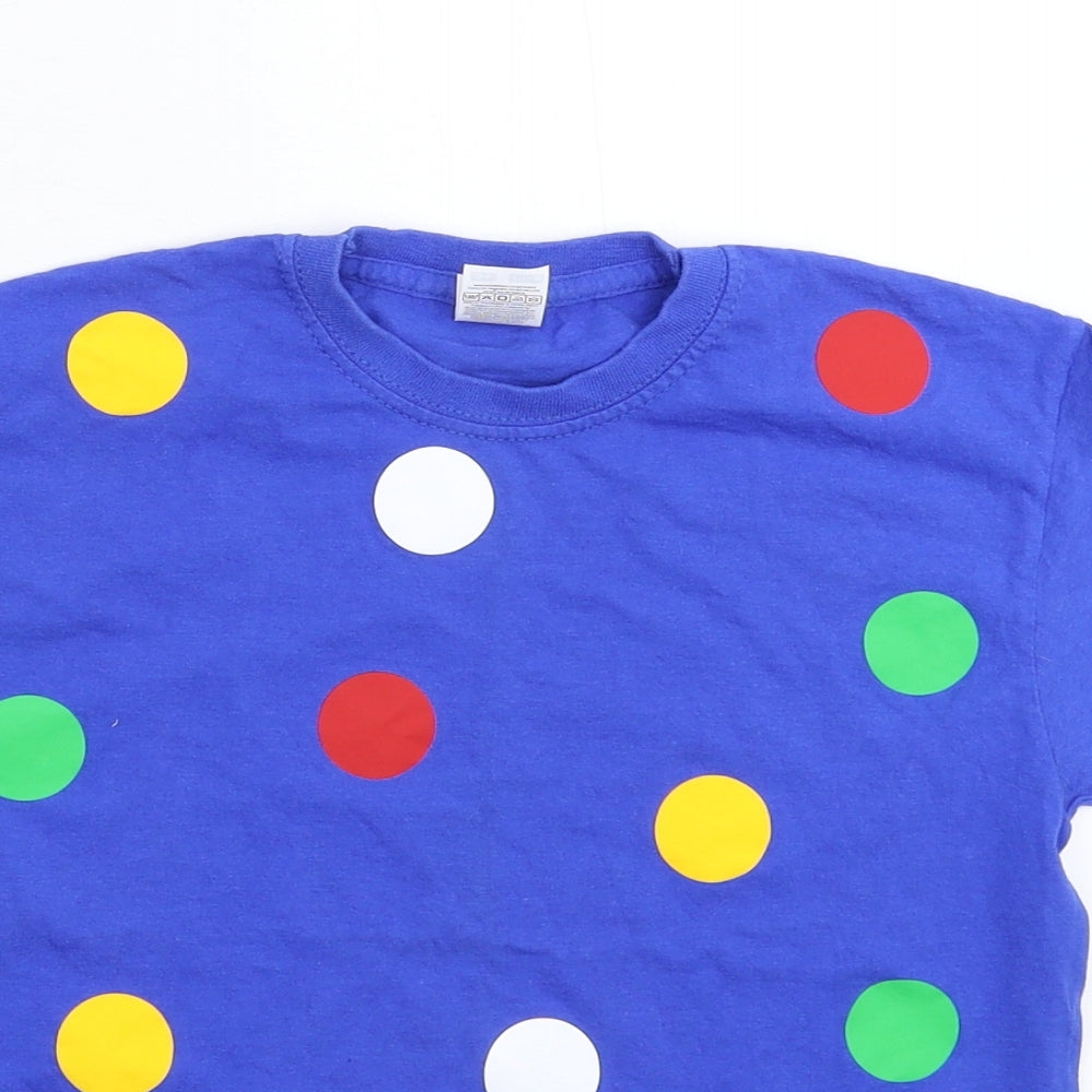Fruit of the Loom Girls Blue Polka Dot  Basic T-Shirt Size 5-6 Years