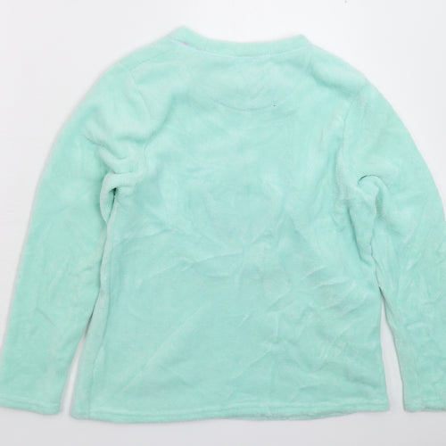 Just Like You Womens Green Solid Fleece Top Pyjama Top Size 14