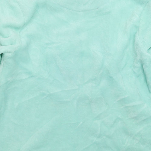 Just Like You Womens Green Solid Fleece Top Pyjama Top Size 14