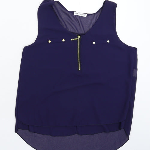 JW Moda Womens Blue  Satin Basic Blouse Size L
