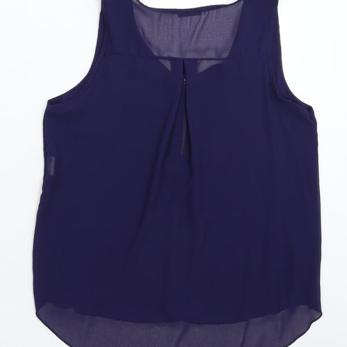 JW Moda Womens Blue  Satin Basic Blouse Size L