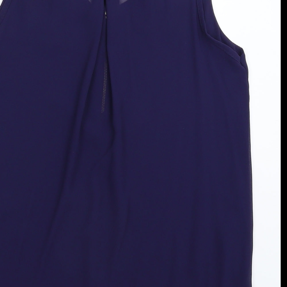 JW Moda Womens Blue  Satin Basic Blouse Size L