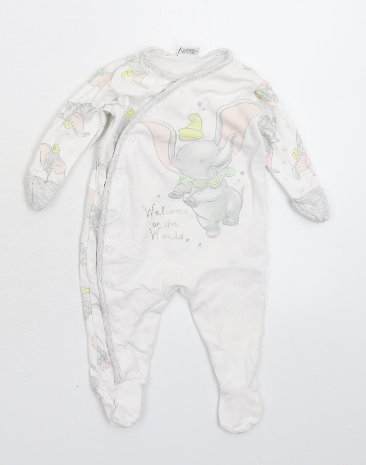 Disney Baby White   Babygrow One-Piece Size 0-3 Months  - Dumbo
