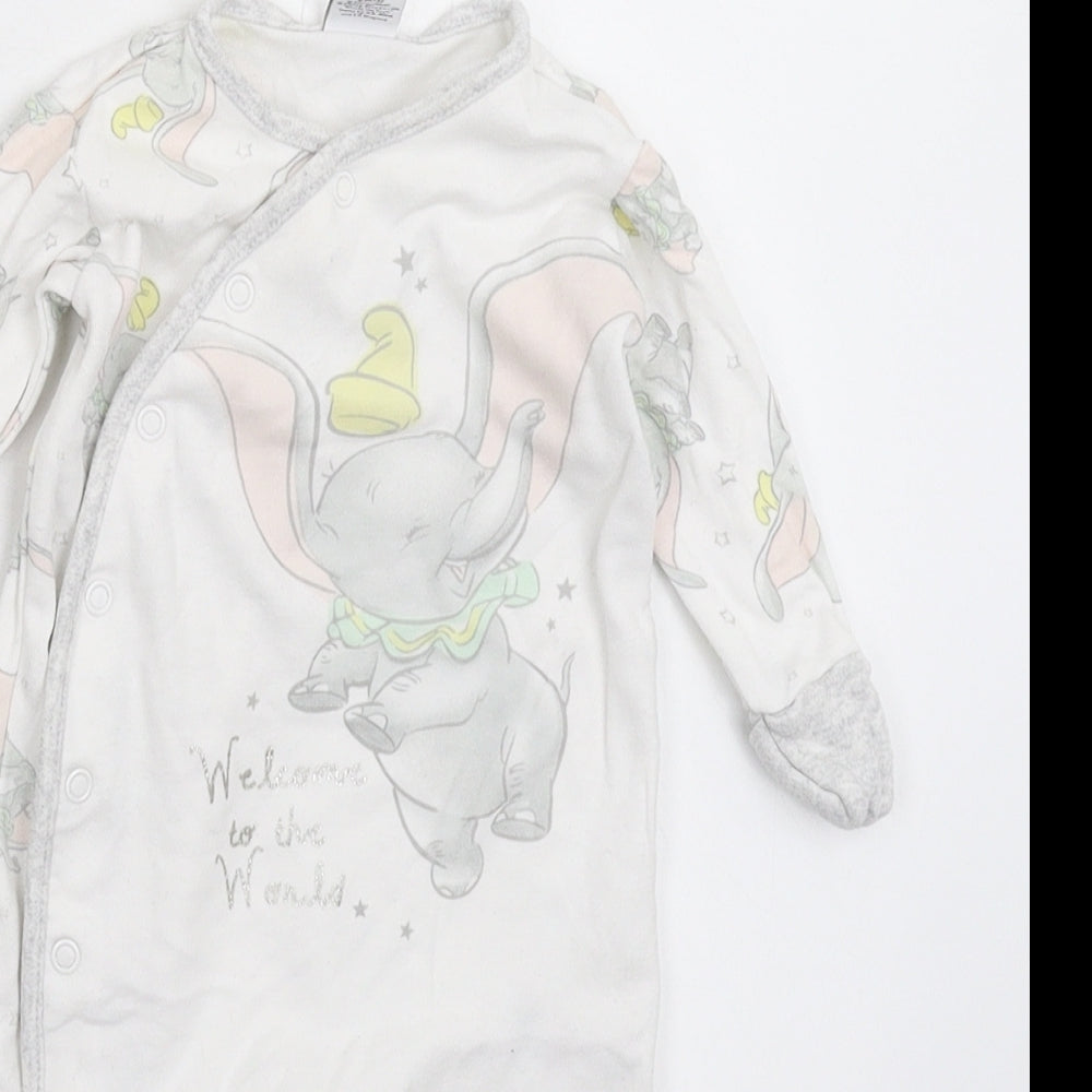 Disney Baby White   Babygrow One-Piece Size 0-3 Months  - Dumbo