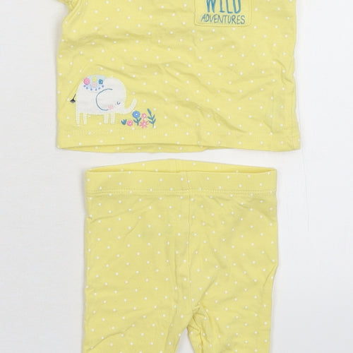 Mini Club Girls Yellow Spotted  Babydoll Pyjama Set Size 0-3 Months