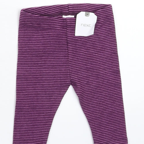 NEXT Girls Purple Striped  Capri Leggings Size 3-6 Months
