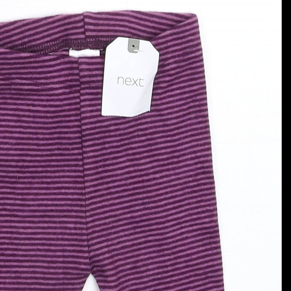 NEXT Girls Purple Striped  Capri Leggings Size 3-6 Months