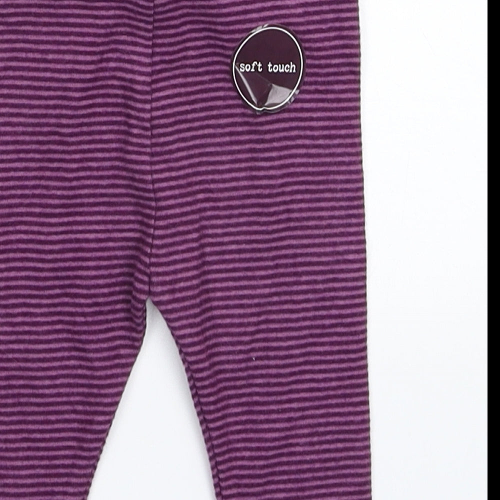 NEXT Girls Purple Striped  Capri Leggings Size 3-6 Months