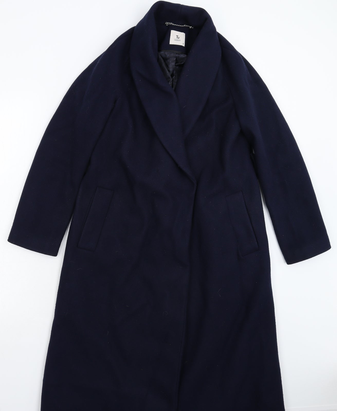 TU Womens Blue   Overcoat Coat Size 8