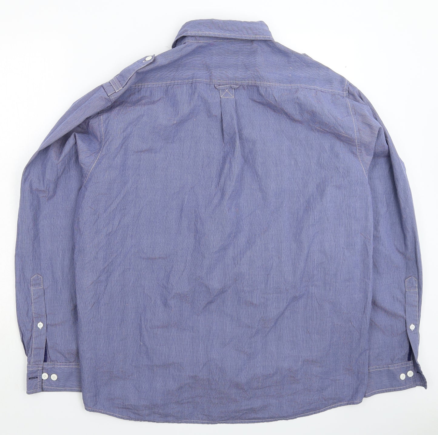 R.M. Williams Mens Blue Striped   Button-Up Size 3XL