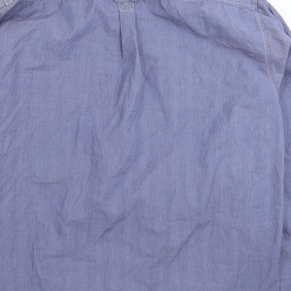 R.M. Williams Mens Blue Striped   Button-Up Size 3XL