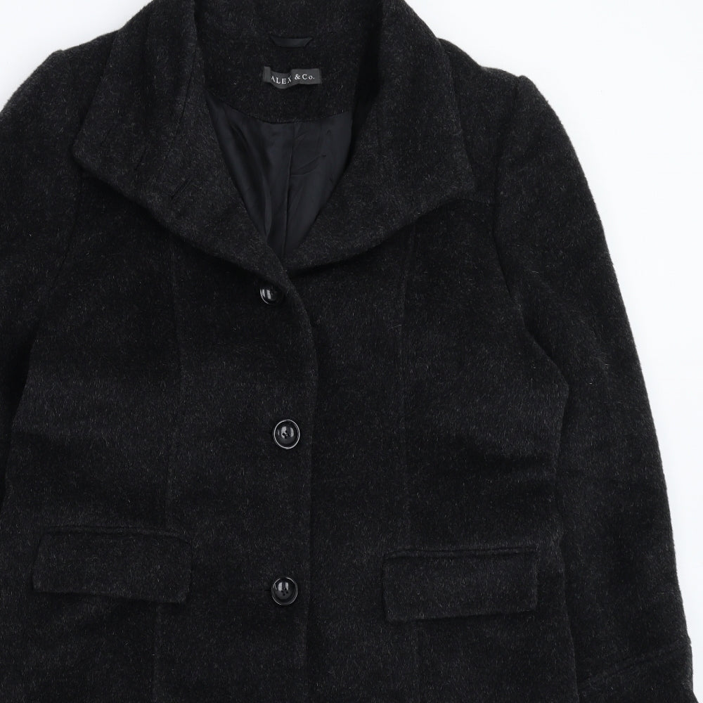 ALEX Womens Black   Overcoat Coat Size 18