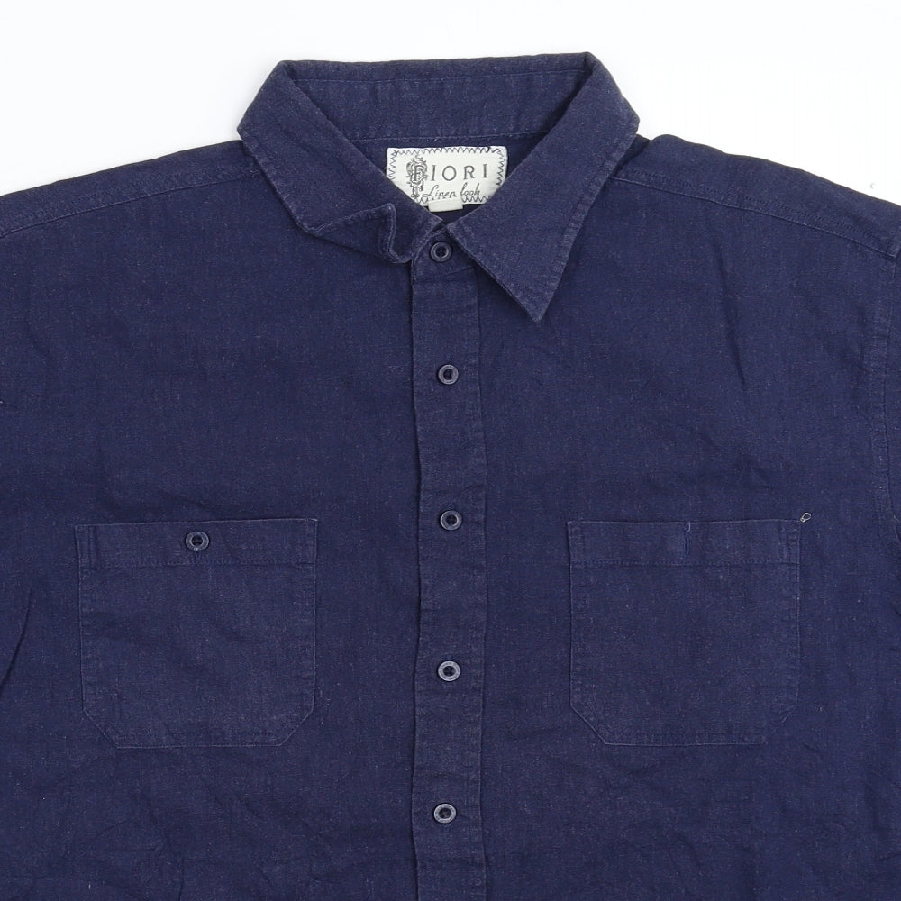 Fiori Mens Blue    Button-Up Size L