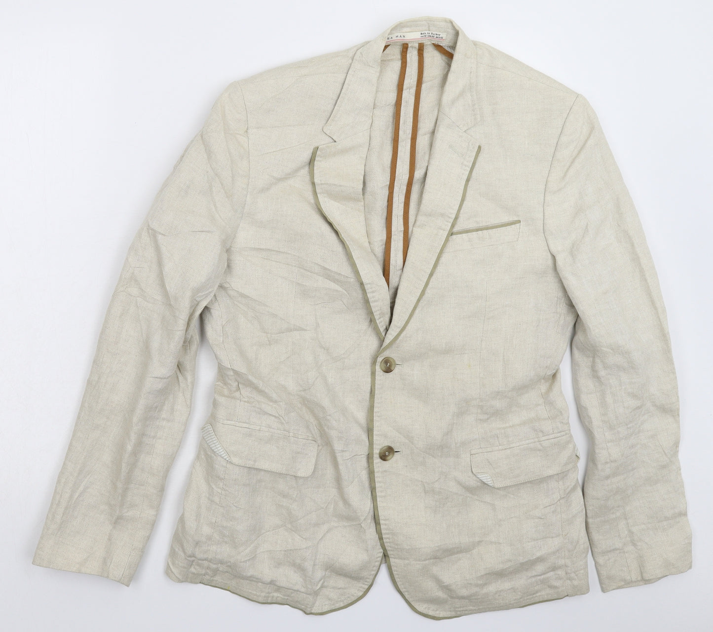 Zara Mens Beige   Jacket Blazer Size 42