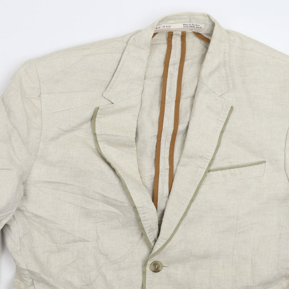 Zara Mens Beige   Jacket Blazer Size 42