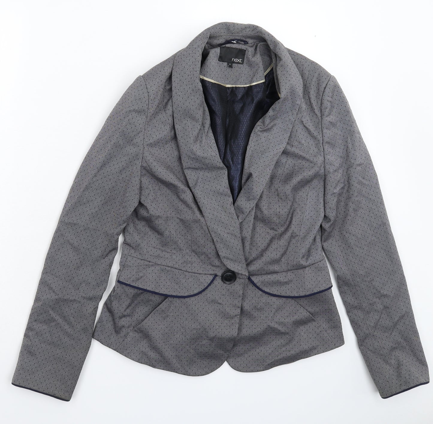 NEXT Womens Grey Spotted  Jacket Blazer Size 12