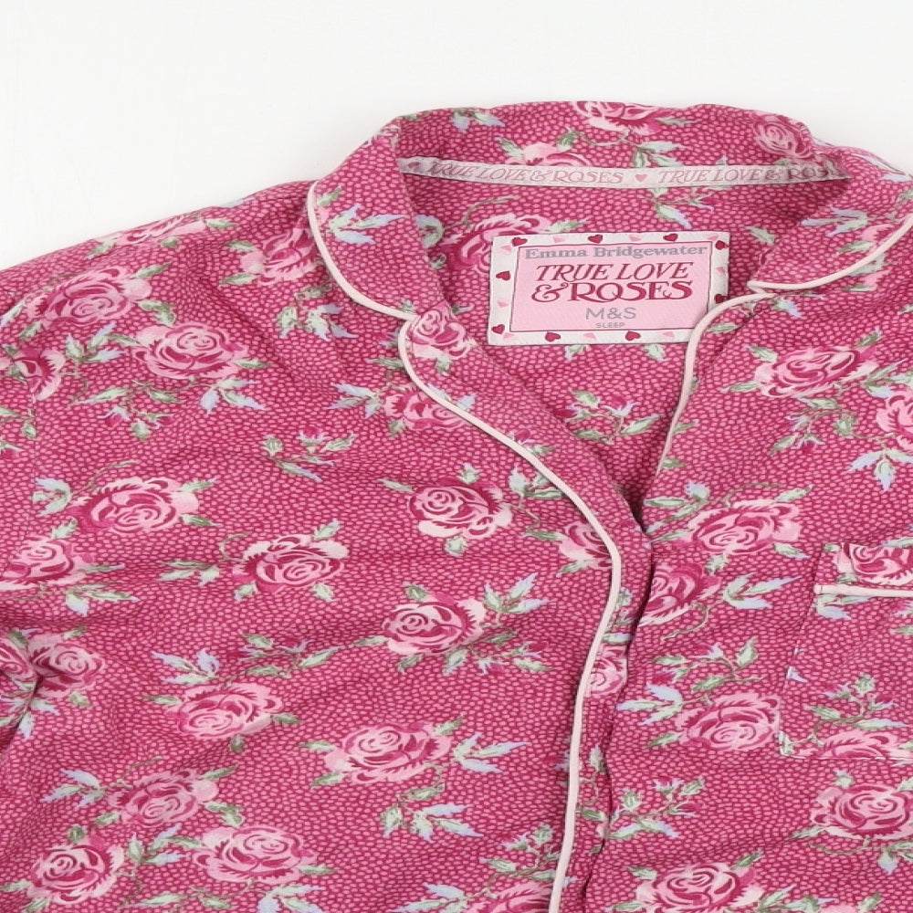 Marks and Spencer  Womens Pink Floral  Top Pyjama Top Size 12