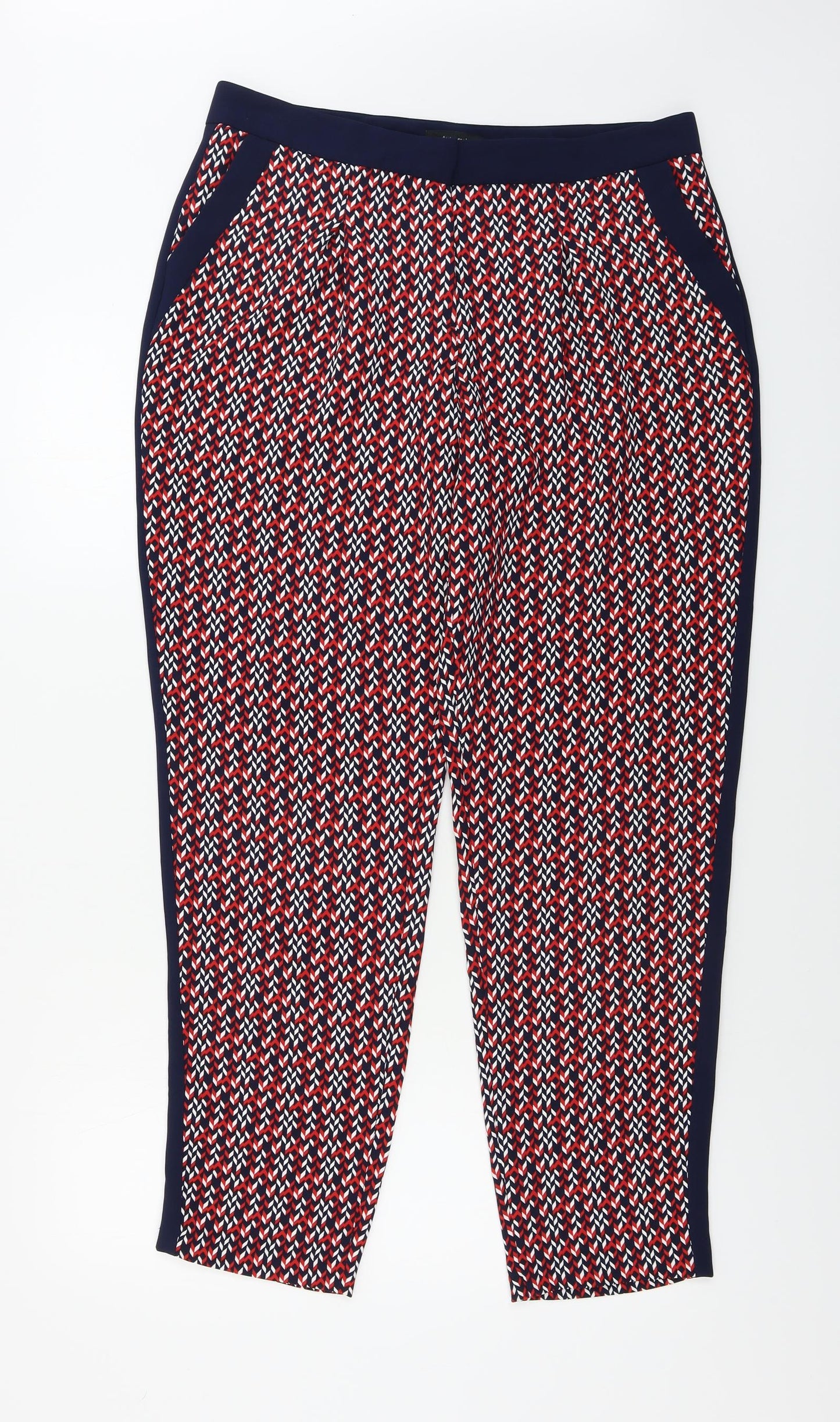 Autograph  Womens Red Geometric  Trousers  Size 16 L29 in