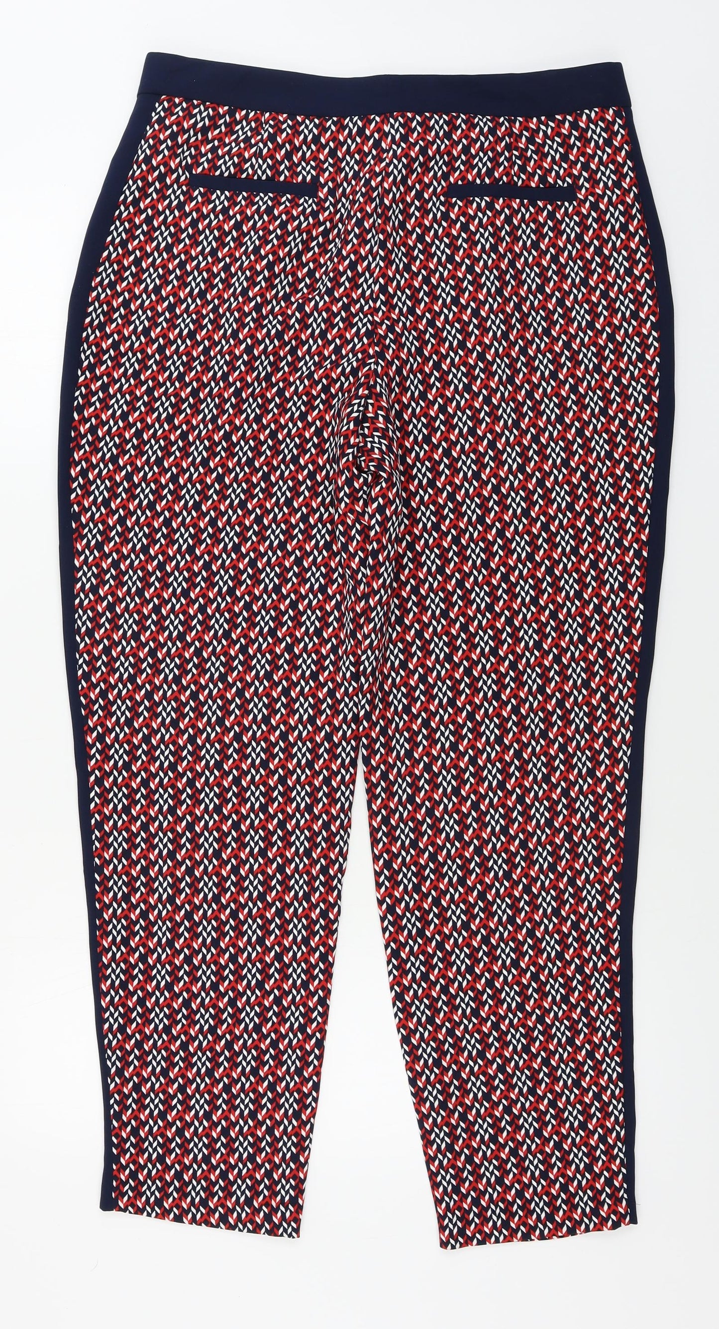 Autograph  Womens Red Geometric  Trousers  Size 16 L29 in