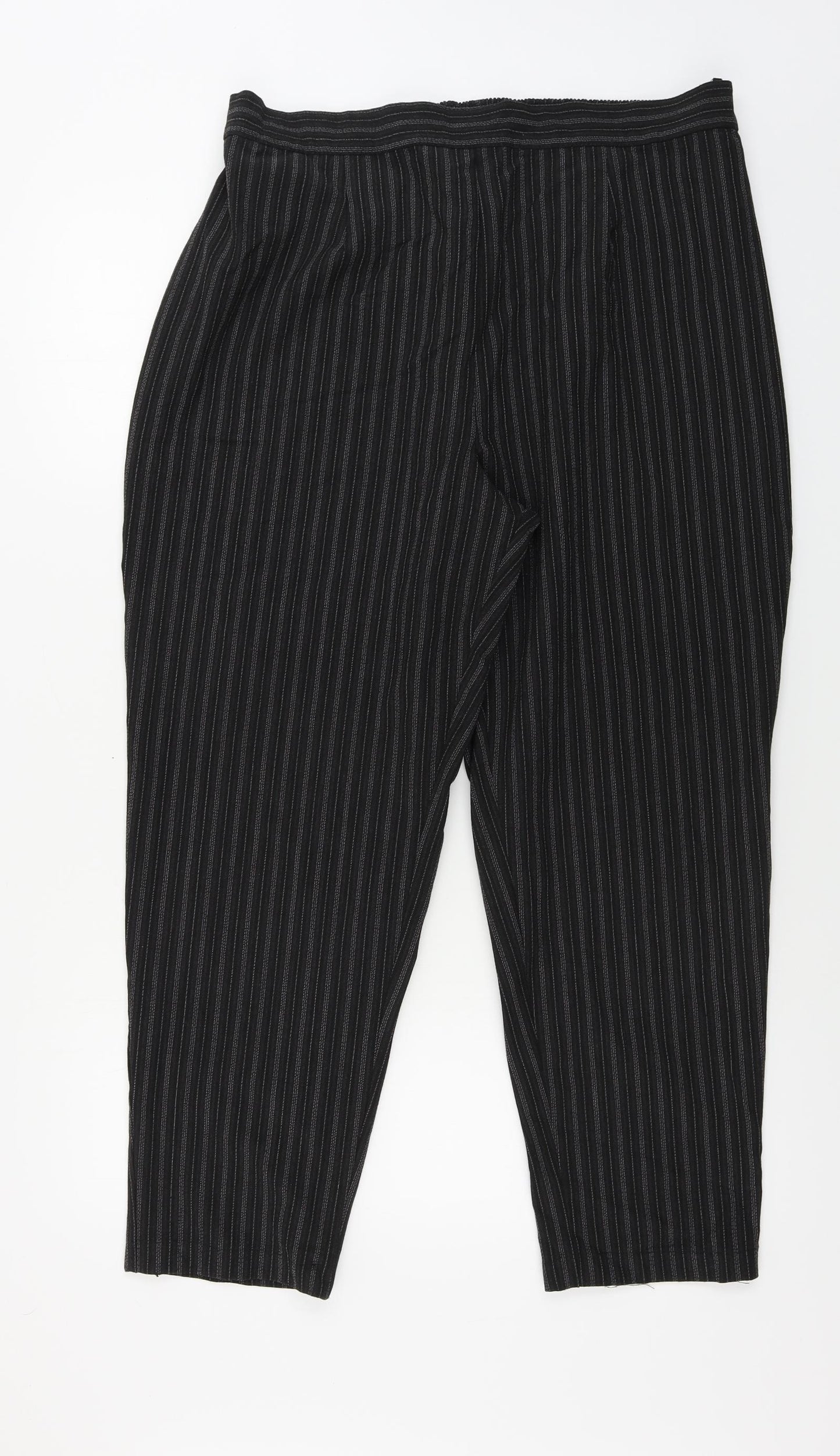 essence  Womens Black Striped  Trousers  Size 24 L25 in