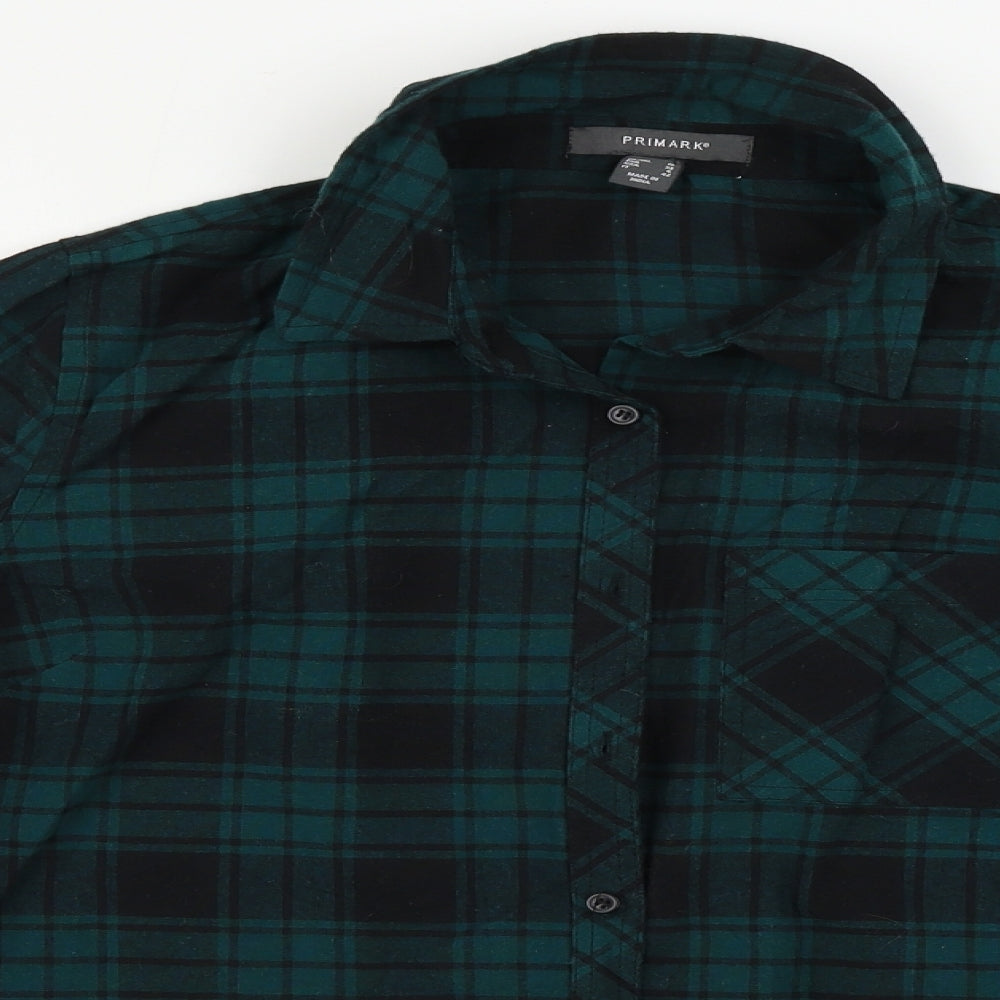 Primark  Womens Green Check  Basic Button-Up Size 10