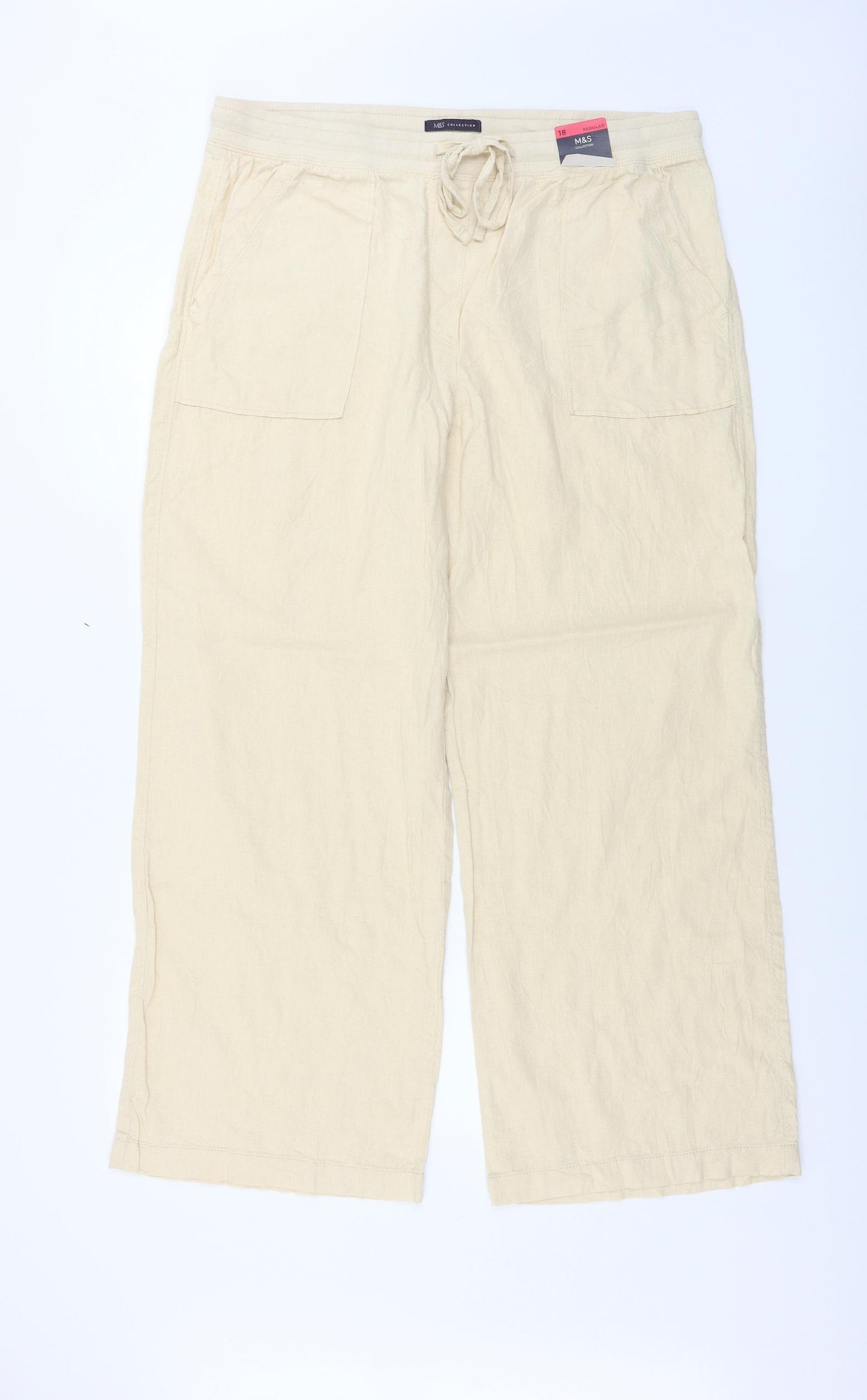 Marks and Spencer  Womens Beige   Trousers  Size 18 L28 in