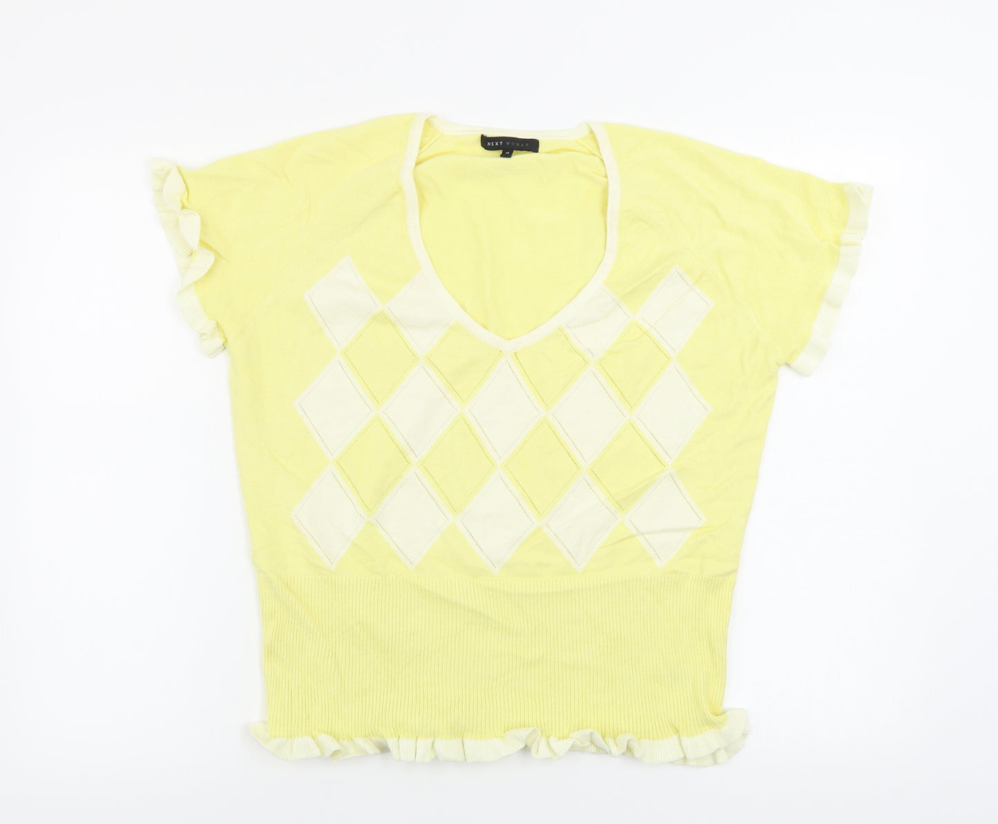 NEXT  Womens Yellow Herringbone  Pullover Jumper Size 18