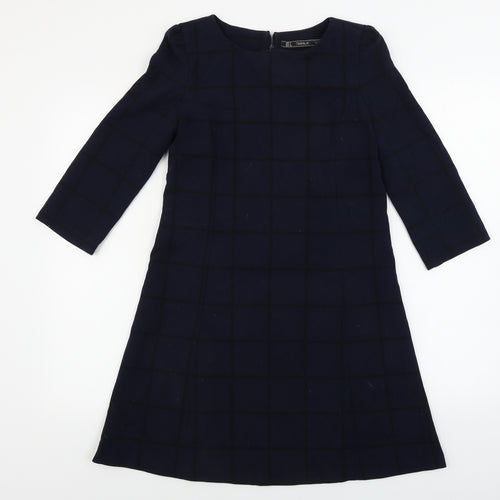 TRAFALUC  Womens Blue Check  A-Line  Size S