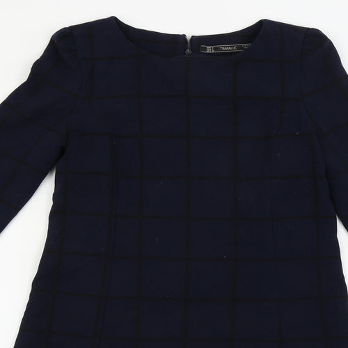 TRAFALUC  Womens Blue Check  A-Line  Size S