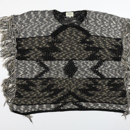 Papaya Womens Black Striped  Shrug Jumper Size M