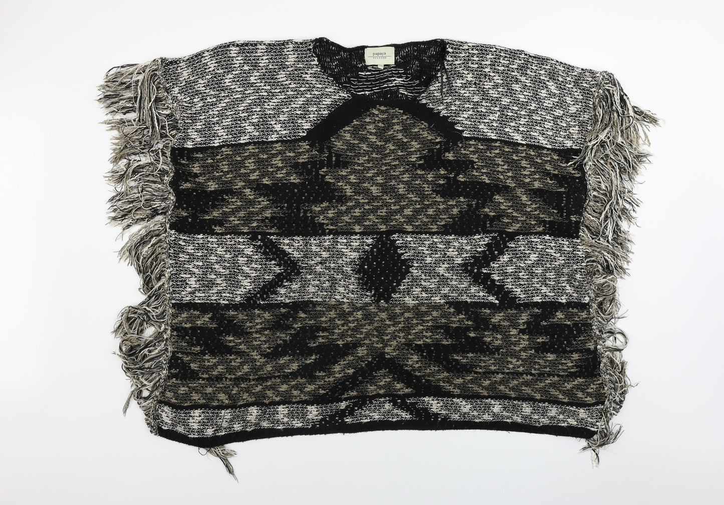Papaya Womens Black Striped  Shrug Jumper Size M