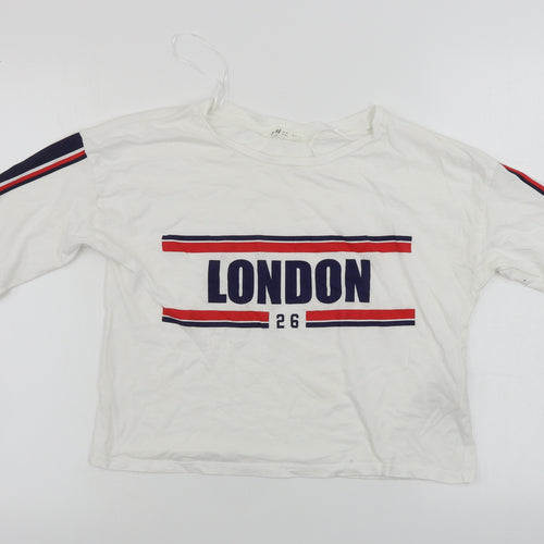 H&M  Girls White   Basic T-Shirt Size 14 Years