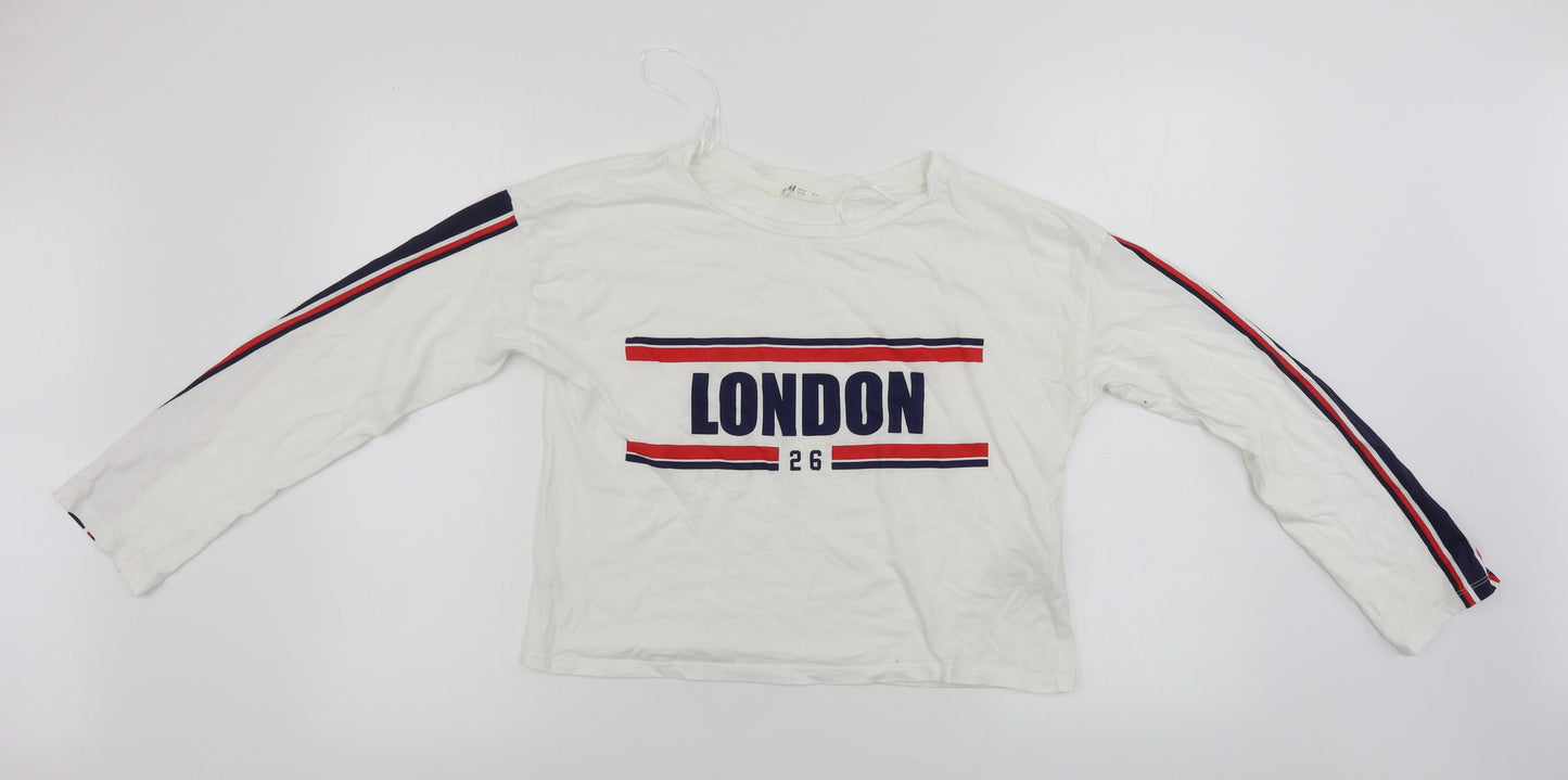 H&M  Girls White   Basic T-Shirt Size 14 Years