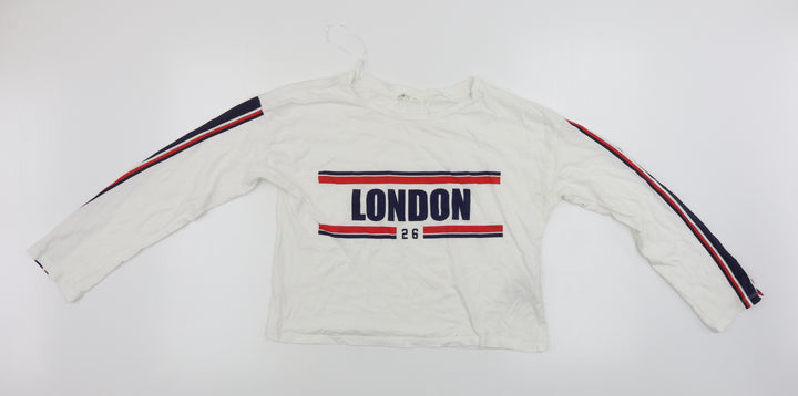 H&M  Girls White   Basic T-Shirt Size 14 Years