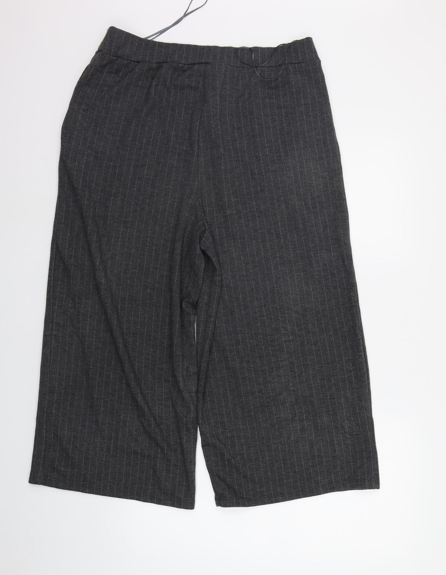 TU Womens Grey Striped  Trousers  Size 16 L24 in - CROPPED
