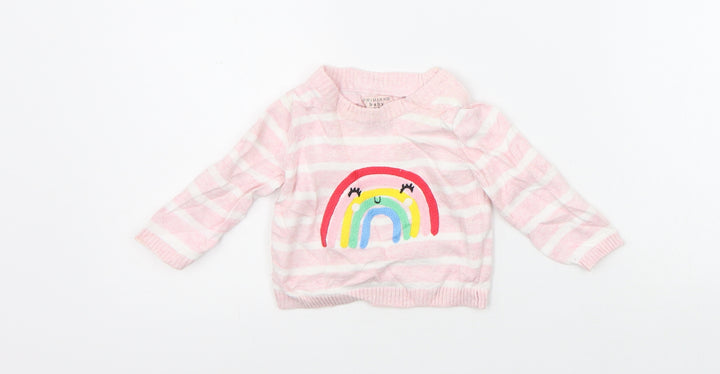 Primark Girls Pink Striped Pullover Jumper Size 0-3 Months