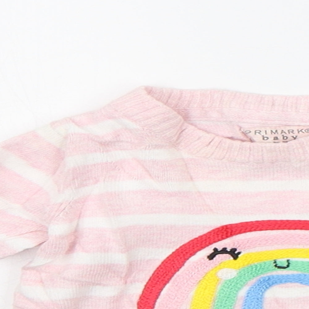 Primark Girls Pink Striped  Pullover Jumper Size 0-3 Months