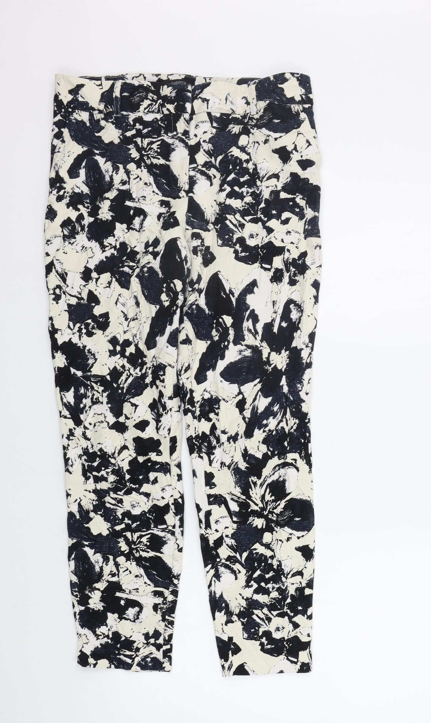 Papaya Womens White Geometric  Trousers  Size 10 L24 in