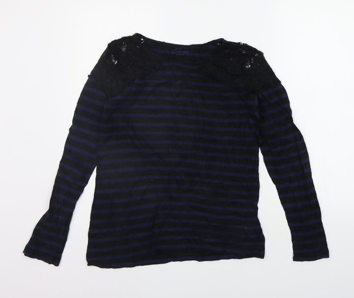 Gap Womens Blue Striped Basic T-Shirt Size S