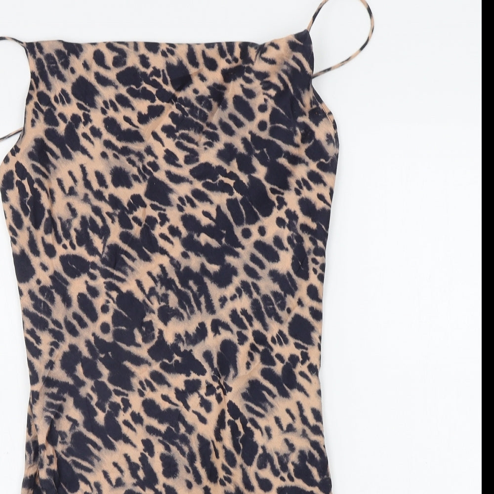 Topshop Womens Orange Animal Print  A-Line  Size 10