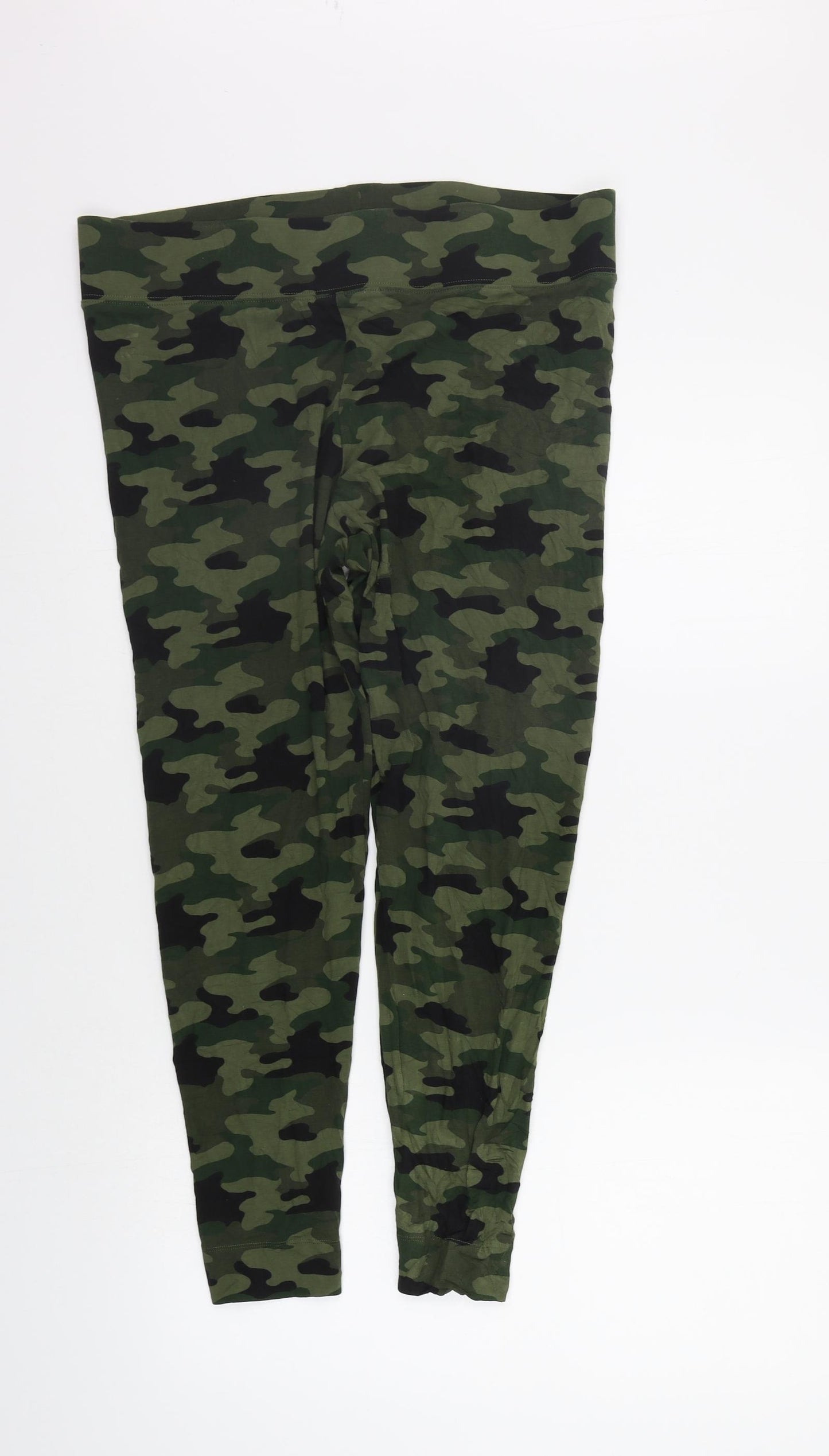 Marks and Spencer Womens Green Geometric  Jegging Trousers Size 16 L23 in - Elastic Waist Band